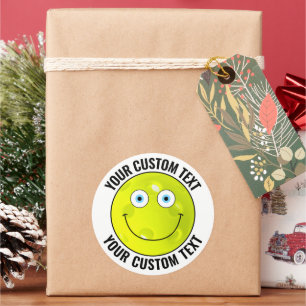 Sticker Rond 6 Pickleball Texte personnalisé Visage heureux per