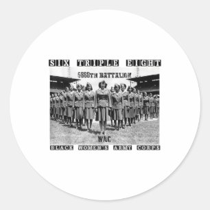 Sticker Rond 6 Triple 8 Black Womens Army Corps 6888th Charity