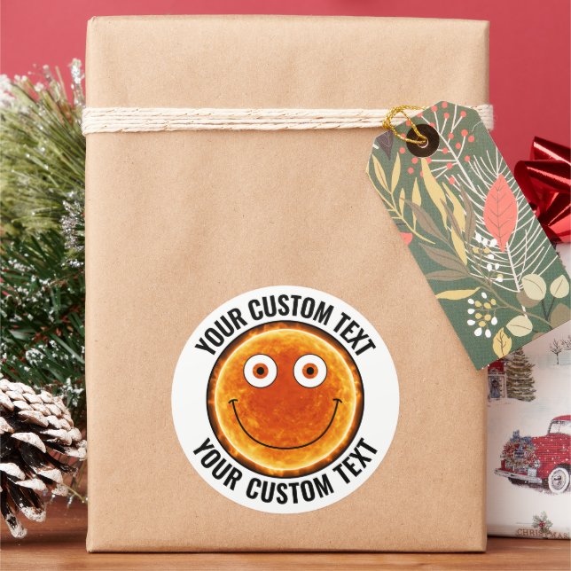 Sticker Rond 6 x Le Soleil Personnalisé Texte Personnalisé Happ (vacances)