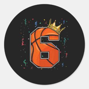 Sticker Rond 6e anniversaire Basketball Big Numéro 6 année Garç