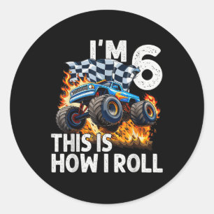 Sticker Rond 6e anniversaire Boys Im 6 Voici comment je roule M