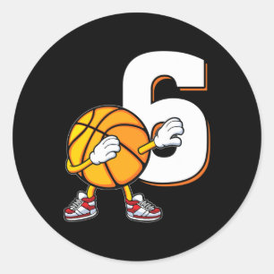 Sticker Rond 6e anniversaire Bysketbyll Joueur Dabbing 6 ans
