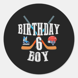 Sticker Rond 6e anniversaire Garçon Hockey sur glace 6 ans Anni