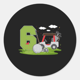 Sticker Rond 6e anniversaire Golf 6 ans Anniversaire fête Golfe