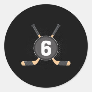 Sticker Rond 6e anniversaire Hockey sur glace 6 ans Anniversair