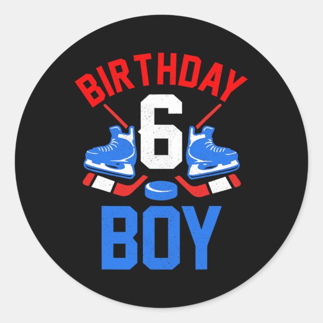 Sticker Rond 6e anniversaire pour filles garçons 6 ans de hocke (Devant)