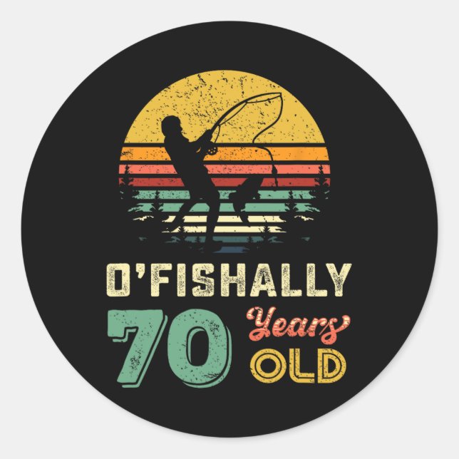 Sticker Rond 70 Ans 70 Grandpa Poisson 70e Anniversaire Wi-Fi (Devant)