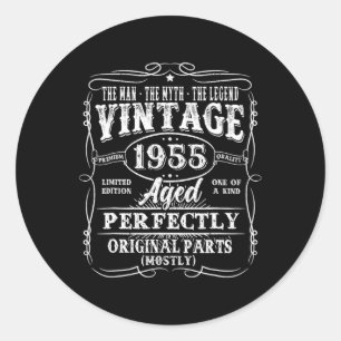 Sticker Rond 70 Ans Vintage 1955 Homme Mythe Légende 70e Bir
