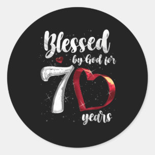 Sticker Rond 70e anniversaire bénis par Dieu pendant 70 ans d'a