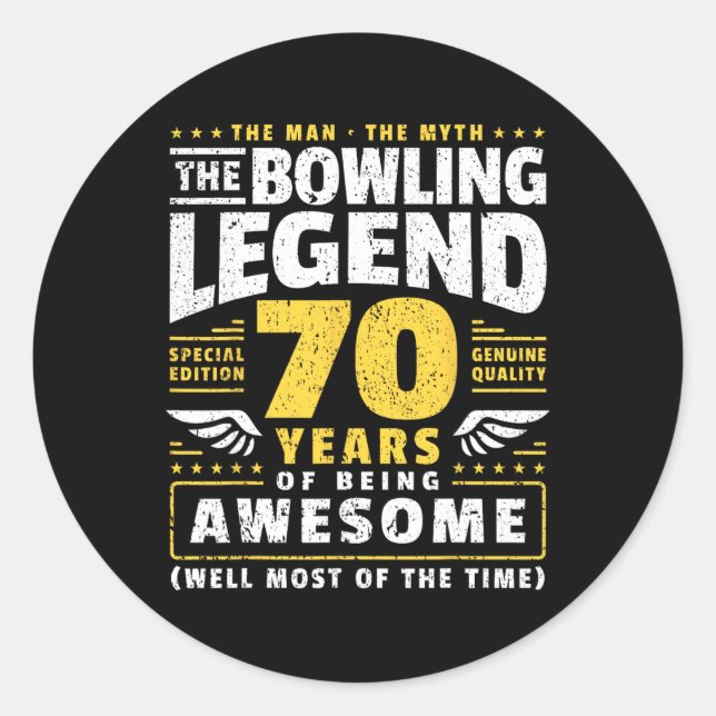 Sticker Rond 70e anniversaire Bowling 70 ans Old Bowler (Devant)