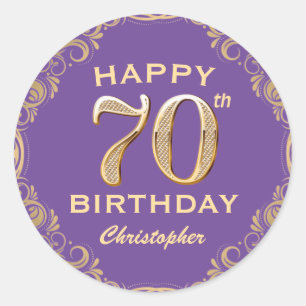 Sticker Rond 70e anniversaire de la Parties scintillant violet