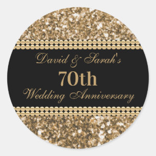 Sticker Rond 70e anniversaire de Mariage Célébration Parties sc