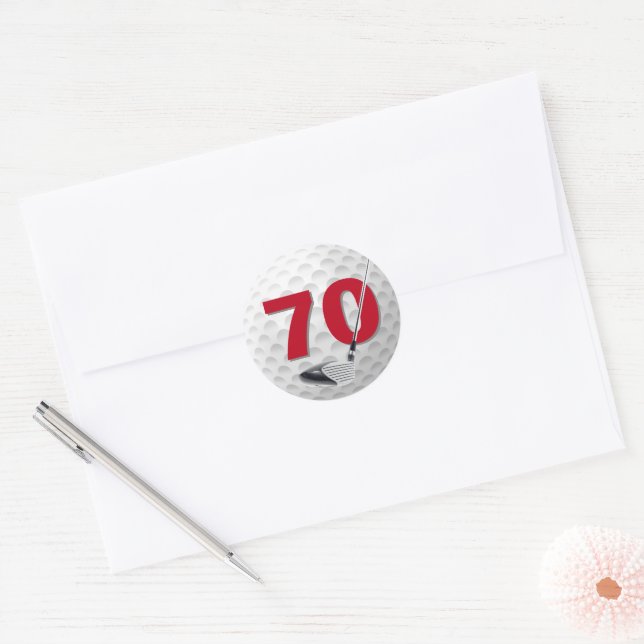 Sticker Rond 70e anniversaire Golf Ball Design (Enveloppe)