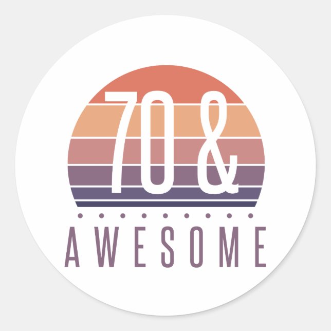 Sticker Rond 70e anniversaire Retro Sunset (Devant)