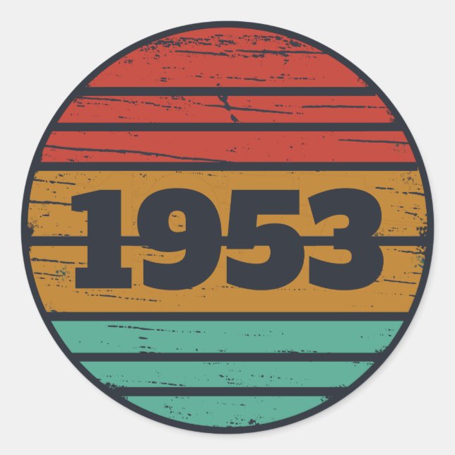 Sticker Rond 70e anniversaire vintage personnalisé (Devant)
