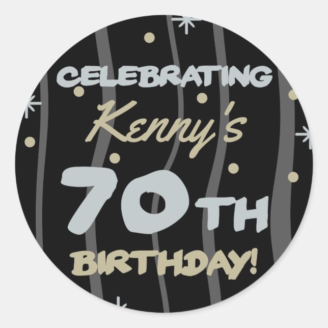 Sticker Rond 70th Birthday Party Ajouter votre nom (Devant)