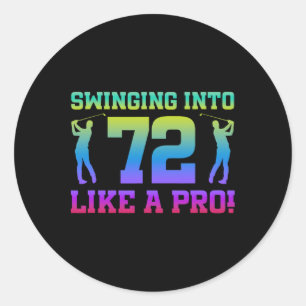 Sticker Rond 72e Anniversaire Golf 72 Ans Joueur de golf