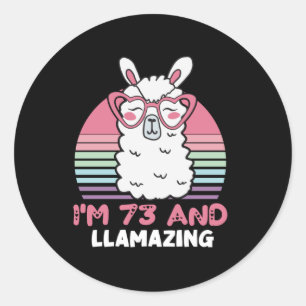 Sticker Rond 73e anniversaire Llamazing Llama 73 ans Anniversai