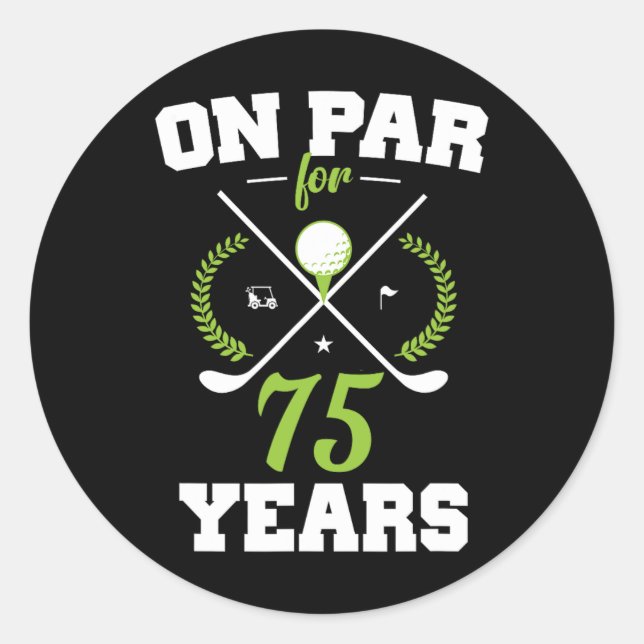 Sticker Rond 75 Ans Joyeux 75ème Anniversaire Pour Les Golfeurs (Devant)