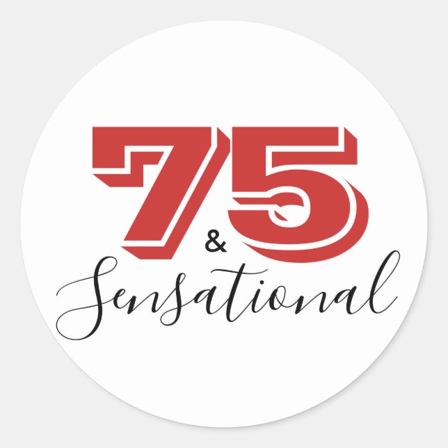 Sticker Rond 75 & SENSATIONNEL Noir & Rouge 75e anniversaire Mo (Devant)