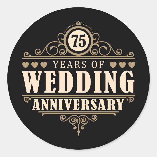 Sticker Rond 75e anniversaire du Mariage (Devant)