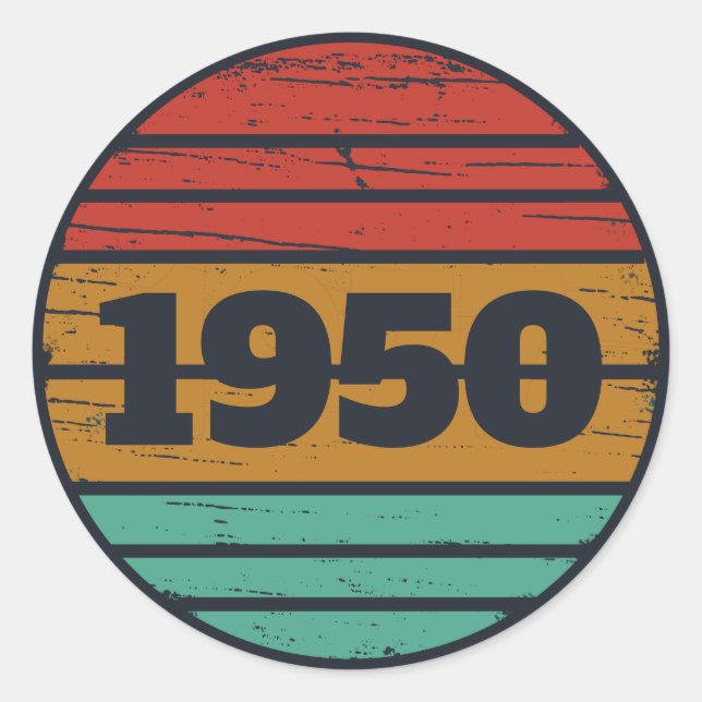 Sticker Rond 75e anniversaire vintage personnalisé (Devant)