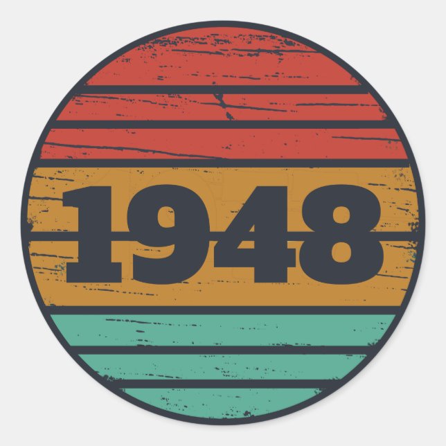 Sticker Rond 75e anniversaire vintage personnalisé (Devant)