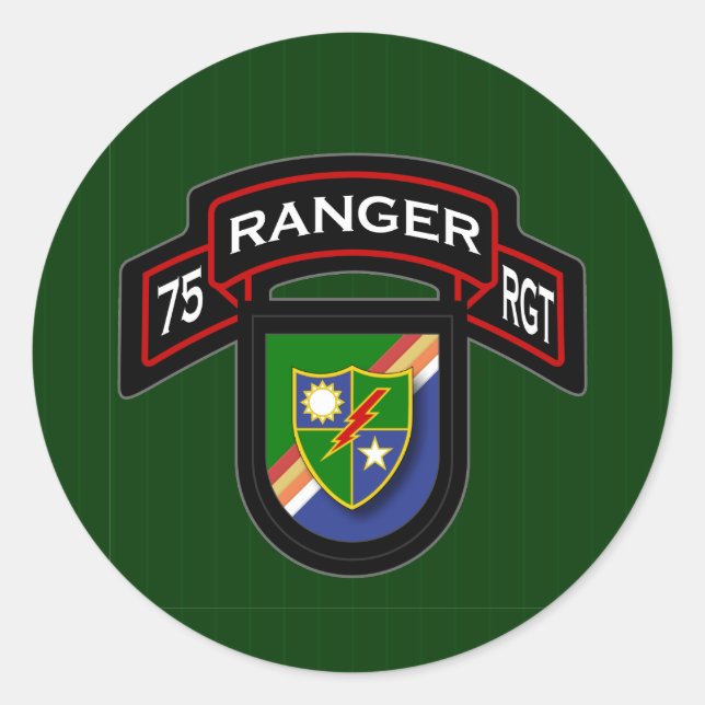 Sticker Rond 75th Ranger Rgt - scroll & flash (Devant)
