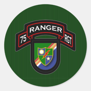 Sticker Rond 75th Ranger Rgt - scroll & flash