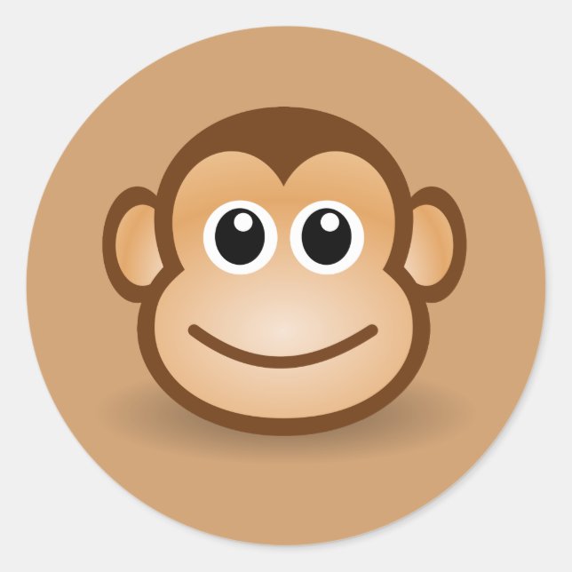 Sticker Rond 76-Free-Cute-Cartoon-Singe-Clipart-Illustration C (Devant)