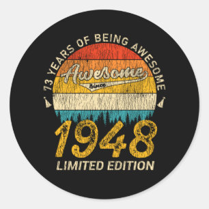 Sticker Rond 77 Ans 1948 Retro Awesome 77e anniversaire Cadeau
