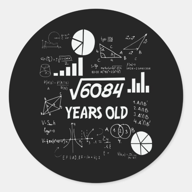 Sticker Rond 77 ans Enseignant des mathématiques Anniversaires  (Devant)