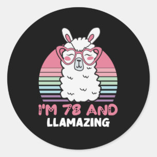 Sticker Rond 78e anniversaire Llamazing Llama 78 ans Anniversai