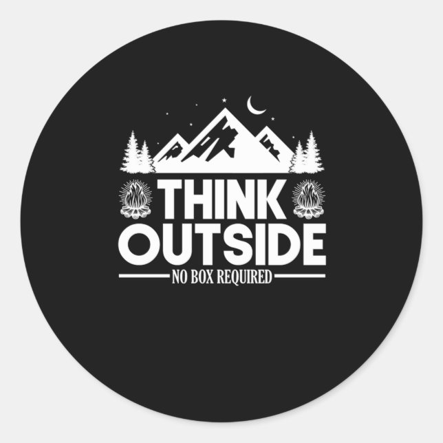 Sticker Rond 79.Hiking Think Outside No Box Required (Devant)