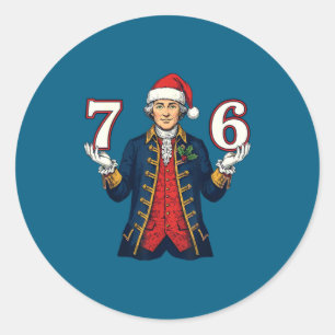 Sticker Rond 7-6 6-7 Drôle George Washington Santa 67 Meme Chri