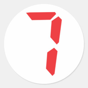 Sticker Rond 7 7 réveil rouge numéro numérique