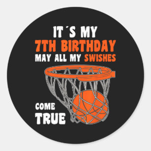 Sticker Rond 7 ans Joyeux 7e anniversaire Bysketbyll 7e anniver