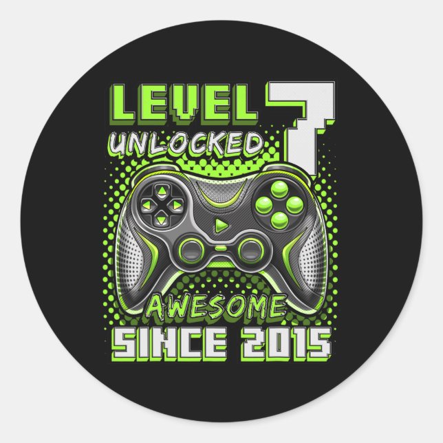 Sticker Rond 7 Déverrouillé Awesome 2015 jeu vidéo 7e anniversa (Devant)
