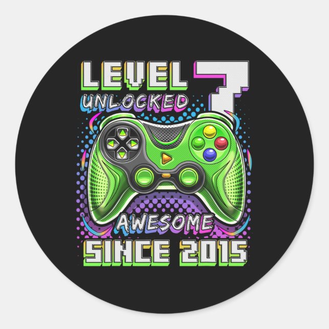 Sticker Rond 7 Déverrouillé Awesome 2015 jeu vidéo 7e anniversa (Devant)