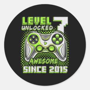Sticker Rond 7 Déverrouillé Awesome 2015 jeu vidéo 7e anniversa