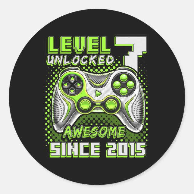 Sticker Rond 7 Déverrouillé Awesome 2015 jeu vidéo 7e anniversa (Devant)