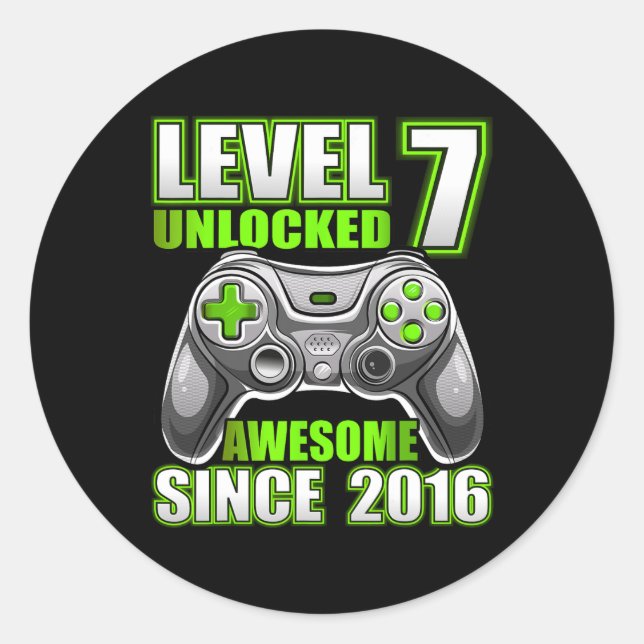 Sticker Rond 7 Déverrouillé Awesome 2016 jeu vidéo 7e anniversa (Devant)