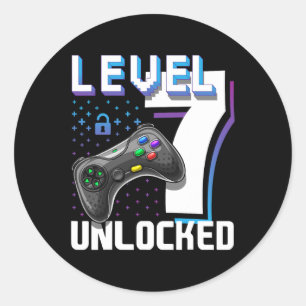 Sticker Rond 7 Jeu vidéo déverrouillé 7e Jeu d'anniversaire Gam