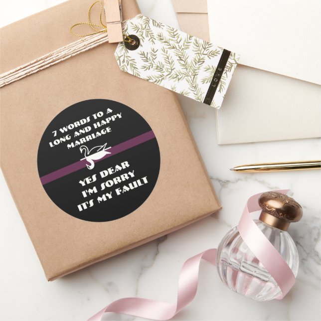 Sticker Rond 7 Mots Pour Un Mariage Long Et Heureux (Cadeaux)