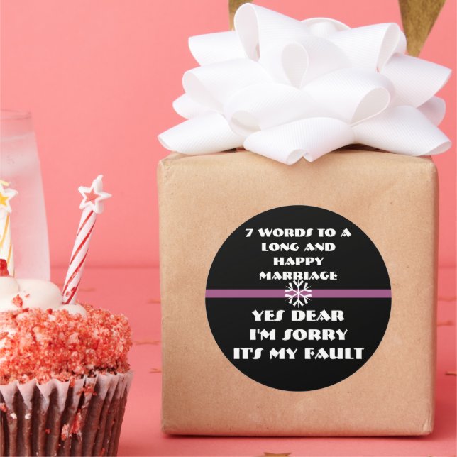 Sticker Rond 7 Mots Pour Un Mariage Long Et Heureux (Fête)