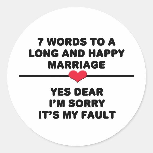 Sticker Rond 7 Mots Pour Un Mariage Long Et Heureux (Devant)