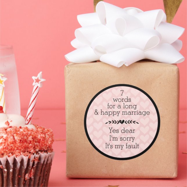 Sticker Rond 7 Mots Pour Un Mariage Long Et Heureux (Fête)