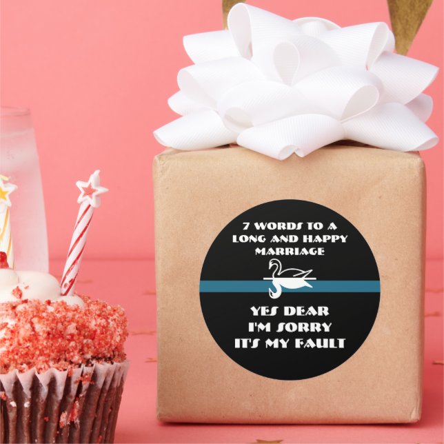 Sticker Rond 7 Mots Pour Un Mariage Long Et Heureux (Fête)