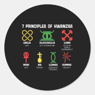 Sticker Rond 7 Principes De Kwanzaa Happy Kwanzaa African Amer