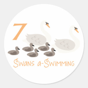Sticker Rond 7 Swans a Swimming